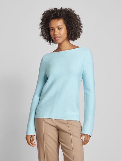 Marc O'Polo Strickpullover mit gerippten U-Boot-Ausschnitt Hellblau 4