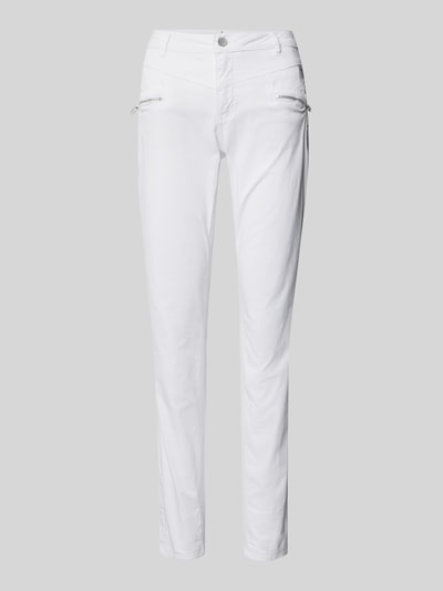 Buena Vista Spodnie o kroju slim fit z asymetryczną listwą guzikową model ‘Florida’ Biały 2