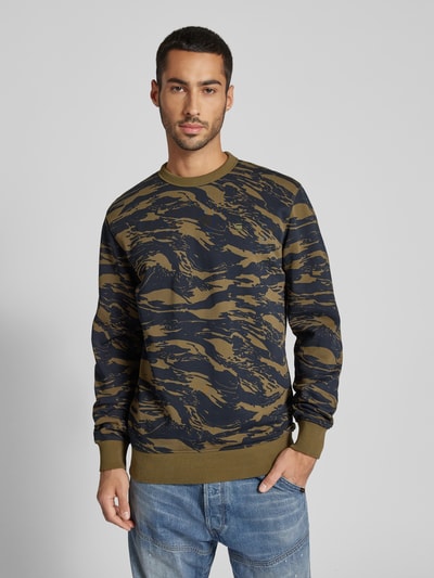 G-Star Raw Sweatshirt met logostitching Olijfgroen - 4