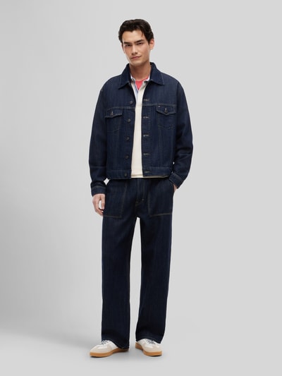 Tommy Jeans regular fit jeansjack van mix van katoen en linnen Donkerblauw - 1