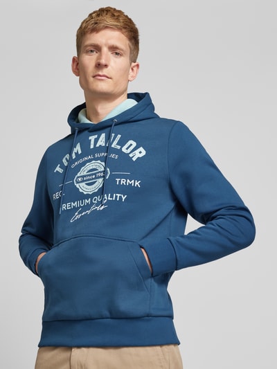 Tom Tailor Regular Fit Hoodie aus Baumwoll-Mix mit Logo Print Dunkelblau 3