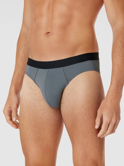 Hanro Slip met labeldetails, model 'Micro Touch' Rookblauw - 3