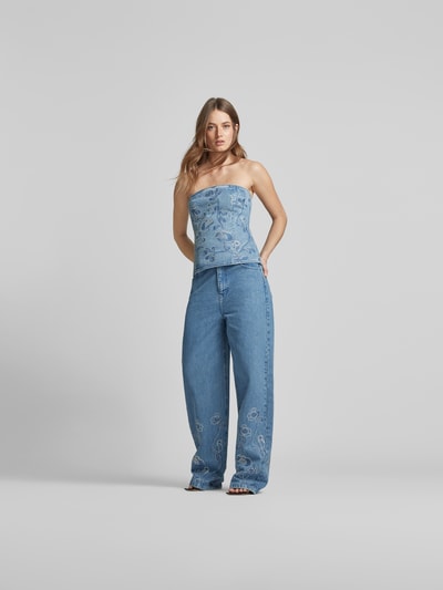 ROTATE Bandeau-Top mit Ziersteinbesatz Jeansblau 1