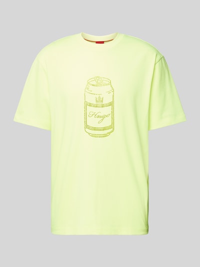 HUGO T-Shirt mit Label-Detail Modell 'Deondrin' Neon Gelb 2