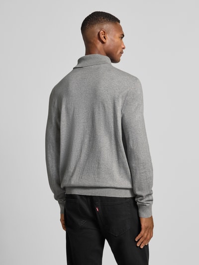 Lerros Rollkragenpullover mit Label-Stitching Hellgrau 5