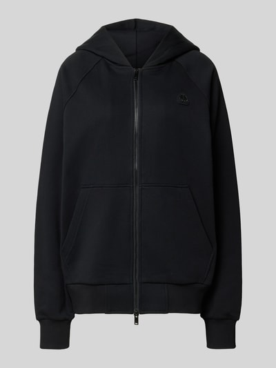 Produktfoto, Sweatjacke mit Kapuze von Moose Knuckles aus schwarzem Baumwoll-Mix, lockerer Schnitt, Kängurutasche, Label-Detail