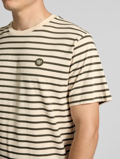 Wood Wood T-shirt z okrągłym dekoltem model ‘Ace’ Beżowy 3
