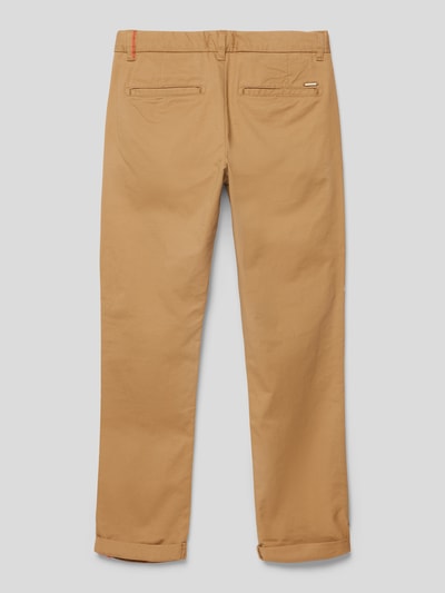 Scotch & Soda Regular slim fit stoffen broek met paspelzakken aan de achterkant Zand - 3