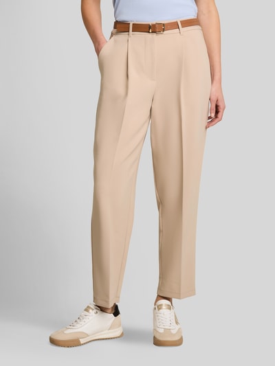 Tom Tailor Cropped Fit Hose aus Baumwoll-Lyocell-Mix mit Gürtel Beige 4