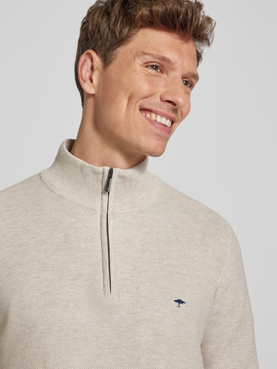 Fynch-Hatton Gebreide pullover met labelstitching Offwhite - 3