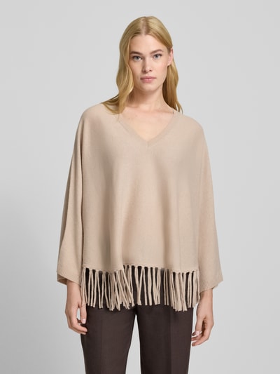 Herzensangelegenheit Poncho van een mix van katoen en kasjmier Zand - 4