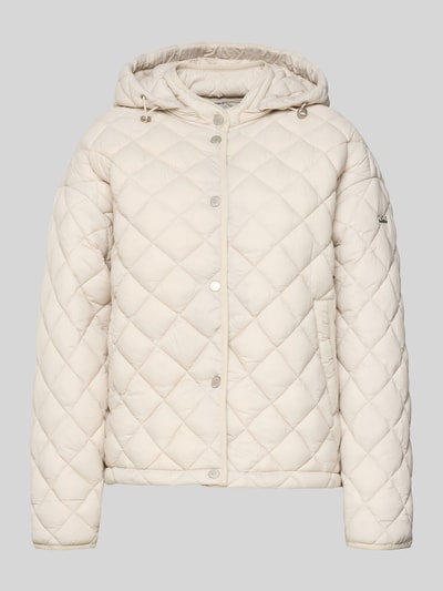 Produktfoto, Regular Fit Steppjacke mit Kapuze Modell 'Phil' von CINQUE in Stepp-Optik, cremefarben, Knopfleiste, Eingrifftaschen, Tunnelzug.