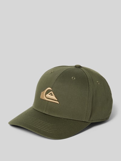 Produktfoto, grüne Basecap mit Baumwoll-Anteil Modell 'DECADES' von Quiksilver, Label-Stickerei, Luftlöcher, Weitenregulierung, glatte Struktur