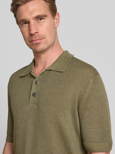 Marc O'Polo Regular Fit Poloshirt aus Leinen-Baumwoll-Mix Oliv 3