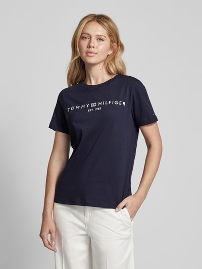 Tommy Hilfiger T-shirt met labelprint Marineblauw - 4