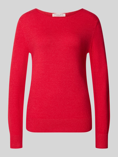 Christian Berg Woman Regular Fit Strickpullover aus Viskose-Mix mit U-Boot-Ausschnitt Rot Melange 1