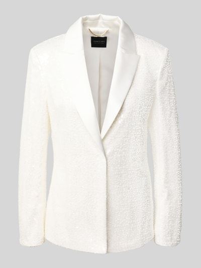 Produktfoto, Blazer mit Paillettenbesatz und Reverskragen von Marc Cain in Weiß, taillierter Schnitt, verdeckter Verschluss, strukturierte Oberfläche