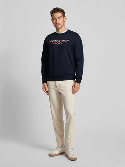 Tom Tailor Denim Basic Fit Sweatshirt mit Label-Schriftzug Marine 1