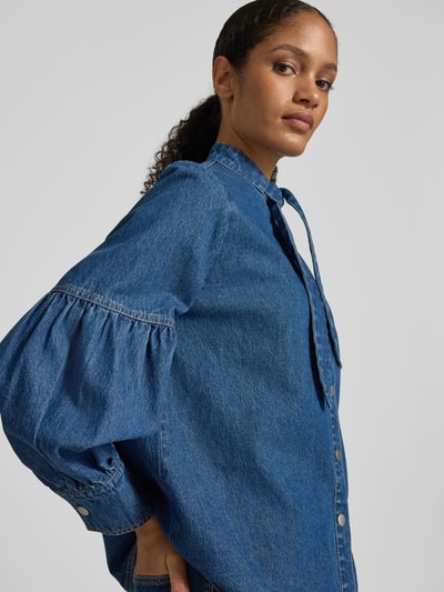 Jake*s Casual Hemdbluse in Denim-Optik Dunkelblau 3