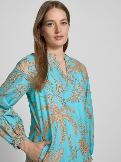 Emily Van den Bergh Knielanges Kleid mit Ballonärmeln Aqua 3