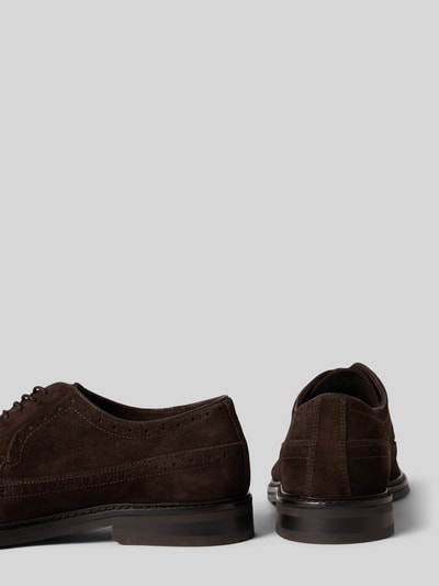 Produktfoto, dunkelbraune Velourslederstruktur und abgerundete Form, Produktname: Schnürschuhe aus echtem Leder Modell 'Bidford' von GANT, Herren Schnürschuhe