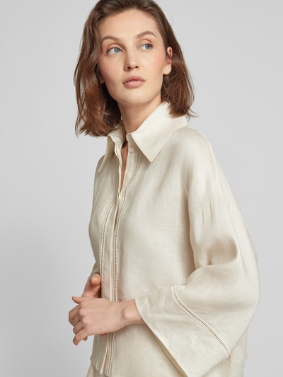 MaxMara Leisure Bluzka lniana z wykładanym kołnierzem model ‘ROBINIA’ Écru 3