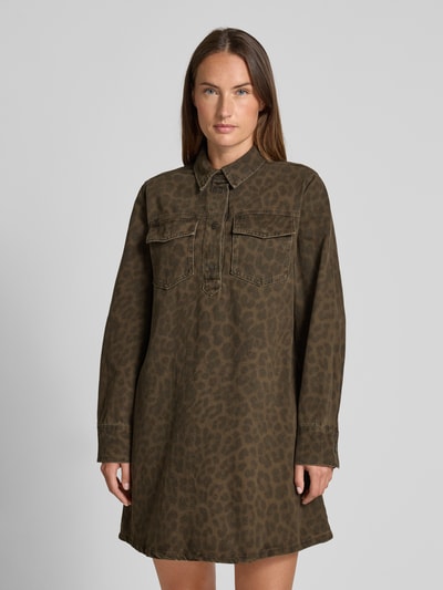 Jake*s Casual Hemdblusenkleid in Leo-Optik mit Brusttaschen Dunkelbraun 4