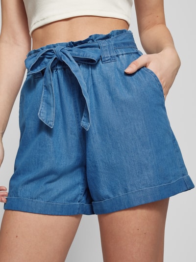 Only Loose Fit High Waist Shorts mit Bindegürtel Modell 'BEA SMILLA' Jeansblau 3