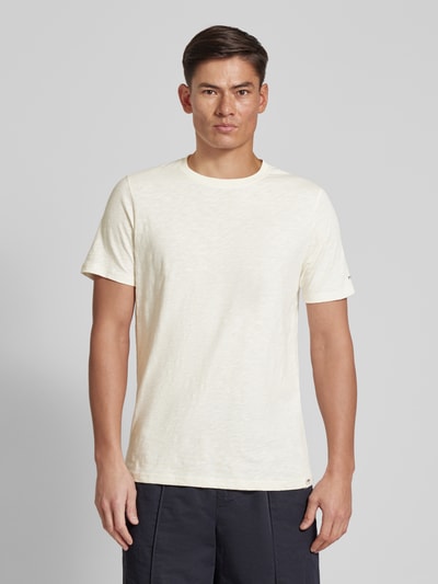 Fynch-Hatton T-Shirt mit Logo-Stitching Offwhite Melange 4