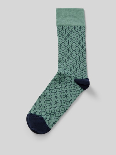 DillySocks Sokken met motiefstitching, model 'Dove Green Dice' Grafiet - 1