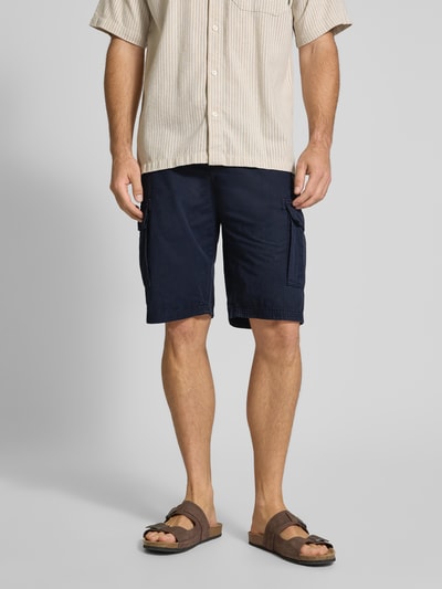 Lerros Korte regular fit cargobroek met riem Donkerblauw - 4