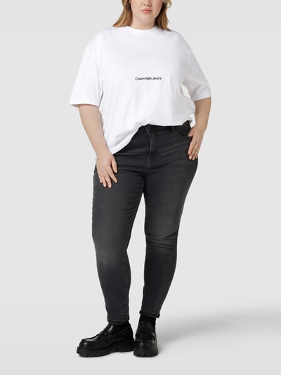CK Jeans Plus T-shirt PLUS SIZE z wyhaftowanym logo Biały 1