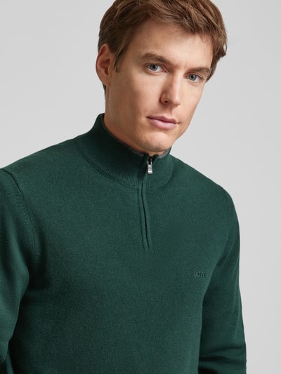 BOSS Gebreide pullover met opstaande kraag, model 'Emarlo' Donkergroen - 3