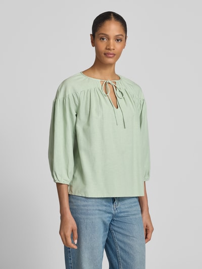 Vila Regular fit blouse met V-hals, model 'PRISILLA' Rietgroen - 4