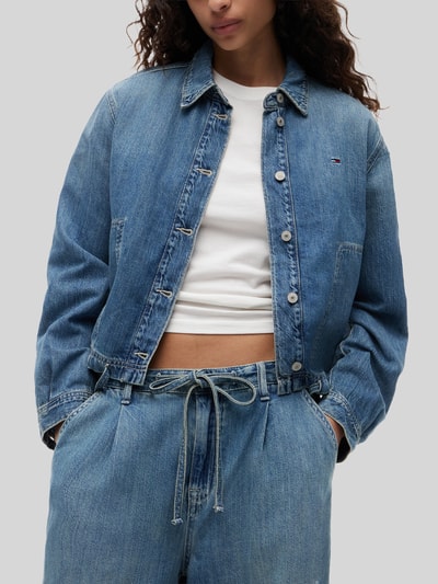 Tommy Jeans Spodnie z szerokimi nogawkami z mieszanki bawełny i lnu Jeansowy niebieski 3