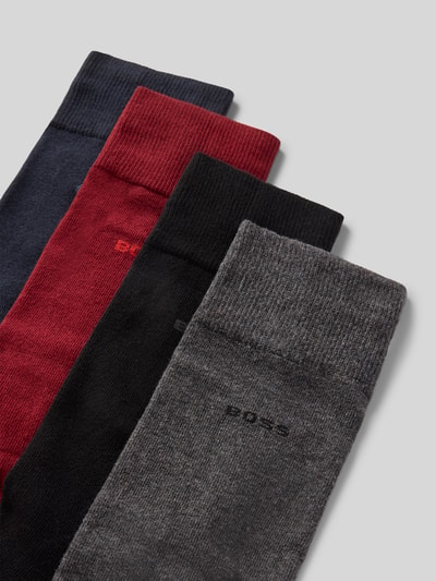 Produktfoto, Socken aus Baumwoll-Mix im 4er-Pack mit Geschenkbox von BOSS, gładkie kolory melange, żebrowany ściągacz, logo, zestaw dla mężczyzn