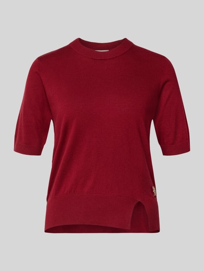 Liu Jo White Strickshirt mit Rundhalsausschnitt Dunkelrot 2