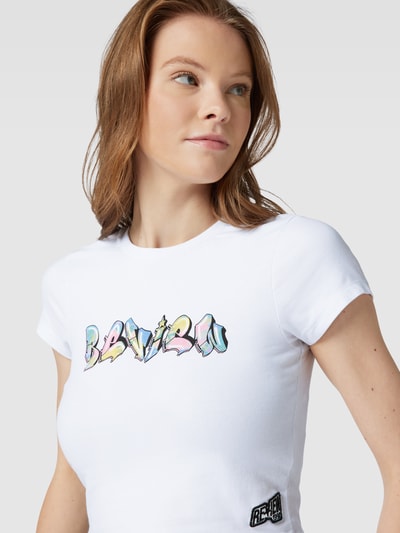 Review Korte top met graffitiprint Wit - 3