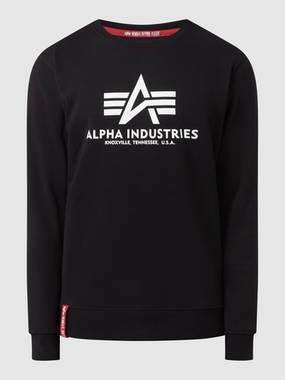 Alpha Industries „BASIC SWEATER” z nadrukiem z logo  Czarny 2