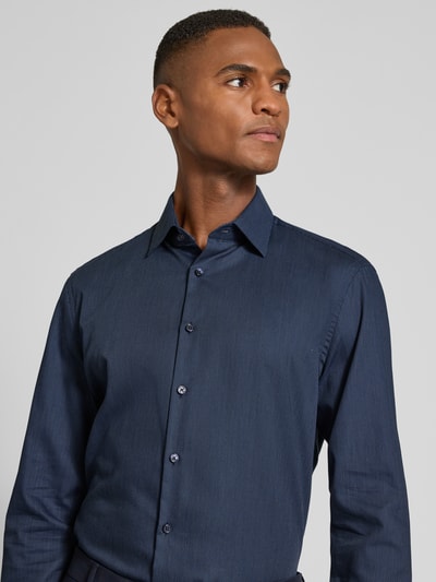 Jake*s Slim Fit Business-Hemd mit Knopfleiste Marine 3