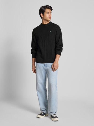 Calvin Klein Jeans Oversized Strickpullover mit gerippten Abschlüssen Black 1