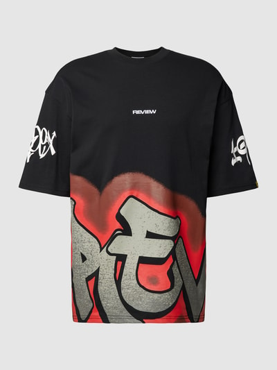 REVIEW Oversized T-Shirt mit Graffiti Print Black 2