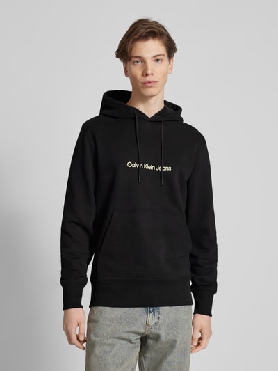 Calvin Klein Jeans Hoodie met labelprint, model 'SQUARE FREQUENCY' Zwart - 4