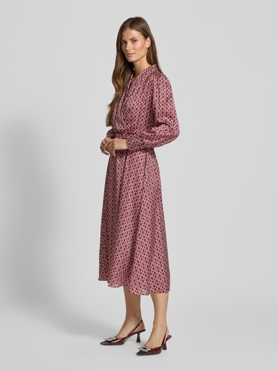 Rinascimento Hemdblusenkleid im Allover-Look mit Gürtel Bordeaux 1