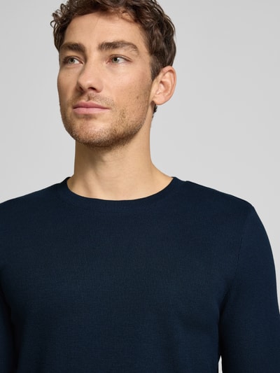 MCNEAL Shirt met lange mouwen, structuurmotief en ronde hals Donkerblauw - 3