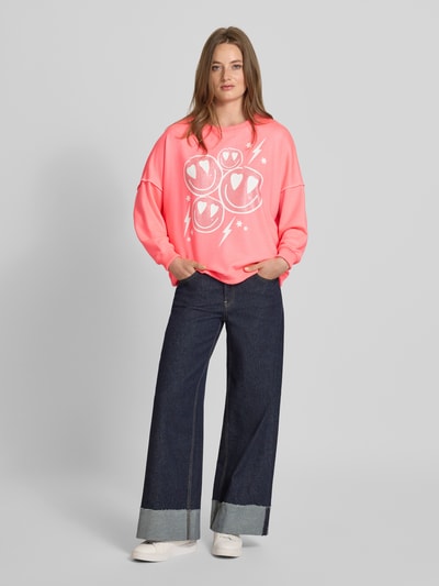 miss goodlife Oversized sweatshirt van katoenmix Neon roze - 1