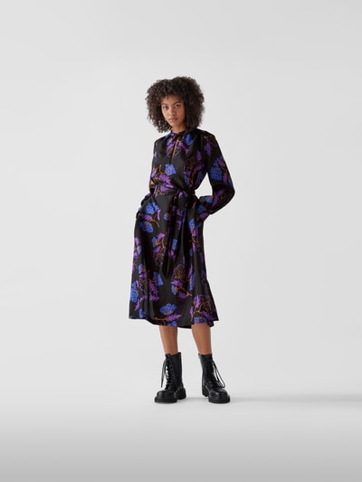 BAUM & PFERDGARTEN Midikleid mit Allover-Muster Schwarz 1