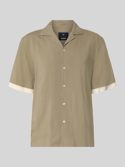 Produktfoto, Relaxed Fit Freizeithemd aus Viskose mit Reverskragen von JOOP! Collection, beige, Kurzarm, Knopfleiste, glatte Textur.