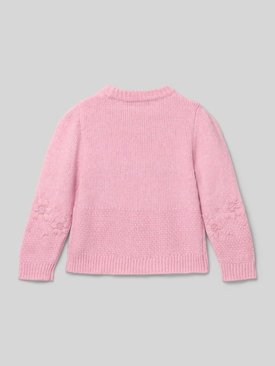 Only Sweter z dzianiny o kroju regular fit z okrągłym dekoltem model ‘TANYA’ Fiołkoworóżowy 3