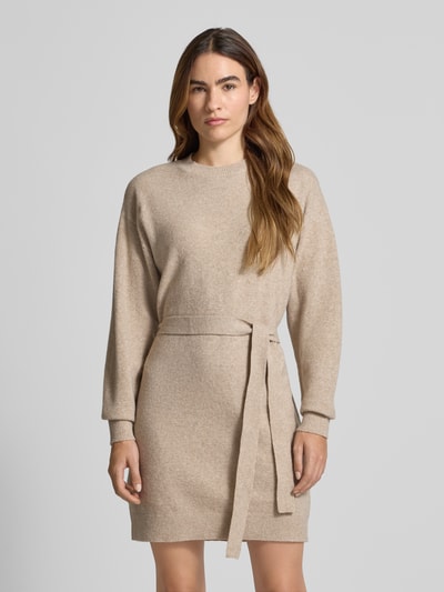 ICHI Relaxed fit jurk in gebreide look, model 'Dasila' Beige - 4